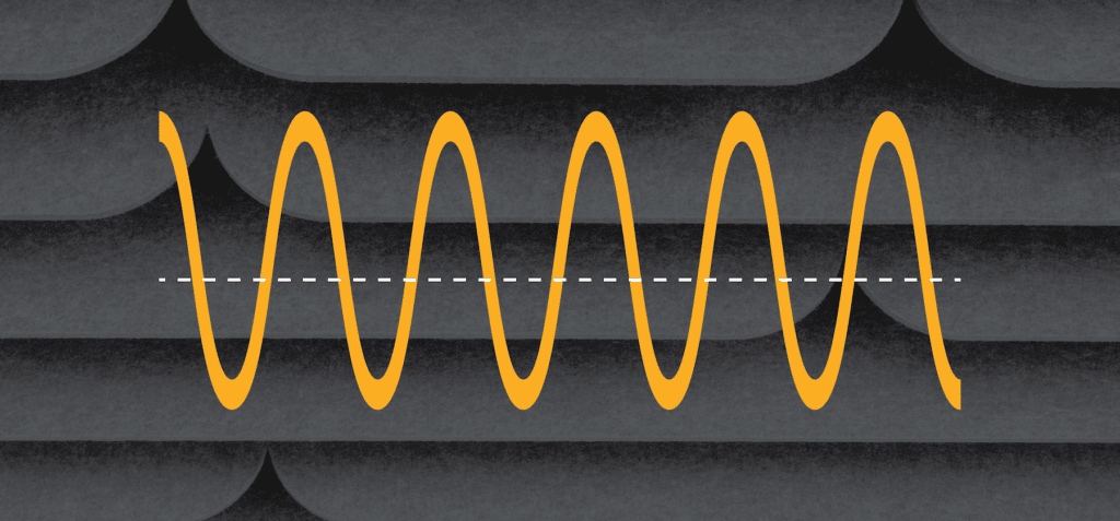 Yellow sound wave showing frequency and amplitude