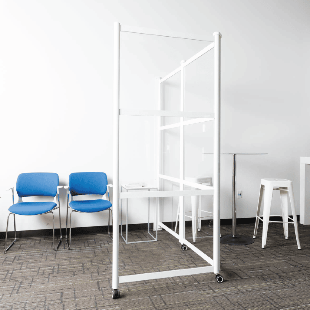 Loftwall foldable wall-mounted room divider pivot with plexiglass panel inserts