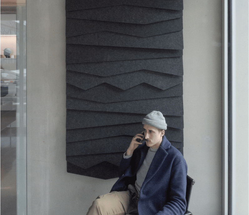 Tempo acoustic wall panels hung up in a modern office call room